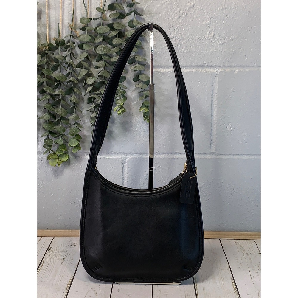 Coach Ergo Mini Zip Bag Hobo Shoulder Bag Black Leather Vintage 90s 9020
